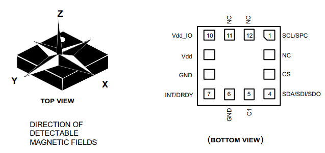 Mechanical Drawing - STMicroelectronics LIS2MDL Digital Output 3-axis Magnetometer